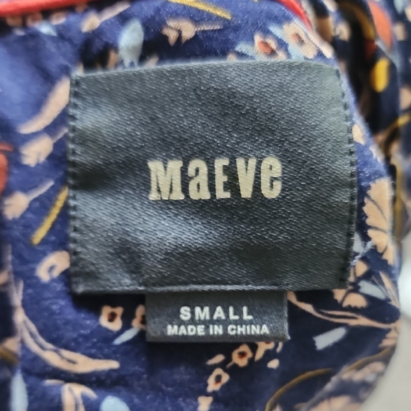 Maeve Anthropologie Navy Floral Peplum Blouse Size Small - Picture 9 of 13